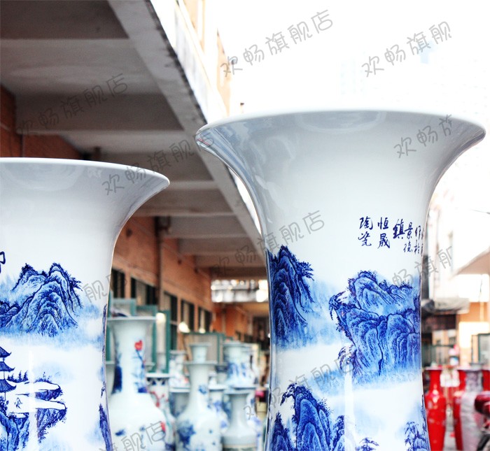 Ch - y1 jingdezhen ceramics of large blue and white porcelain vase landscape splendid sunvo sitting room adornment is placed