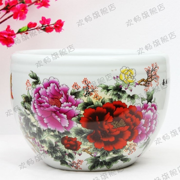 Yg12 jingdezhen chinaware lotus basin tortoise cylinder fish bowl lotus in the goldfish bowl flowerpot