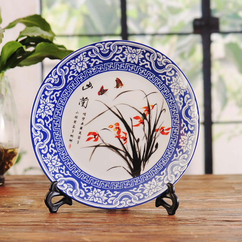 Ye04 jingdezhen ceramics decoration plate hanging dish sitting room TV ark, wine ark, adornment furnishing articles by patterns