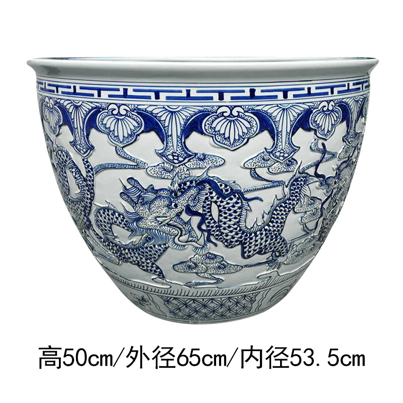 C123 basin of jingdezhen ceramics aquarium water lily bowl lotus goldfish turtle cylinder longfeng fish bowl large porcelain