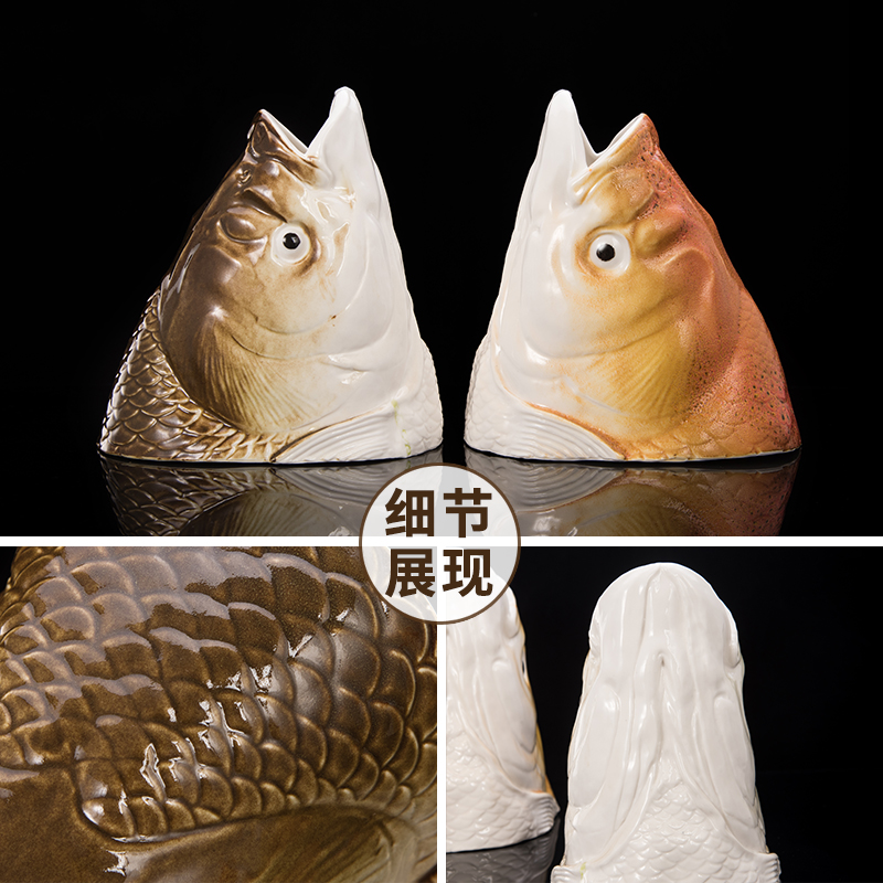 Jingdezhen ceramics fish head furnishing articles of modern Chinese creative home sitting room ark adornment handicraft
