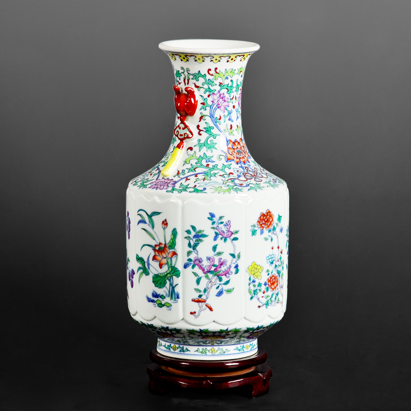 Antique porcelain qianlong pastel spring of the four seasons with the vase home sitting room adornment is placed the process of jingdezhen ceramics