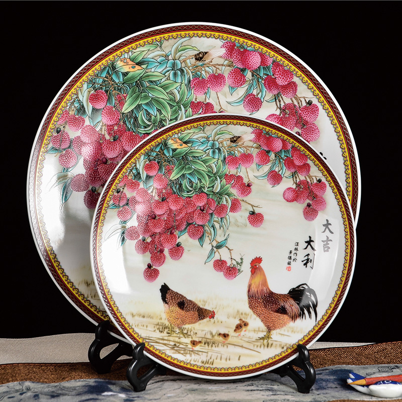 Z016 jingdezhen ceramics home sitting room adornment is placed the new Chinese style decoration plate hang dish prosperous new Year