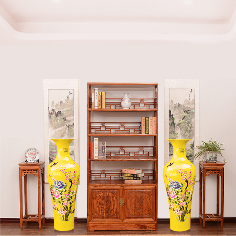 Jingdezhen ceramics of large vases, flower arranging yellow peony home sitting room adornment is placed large size 8