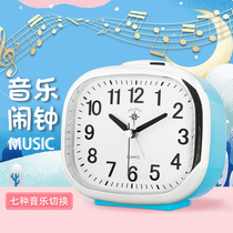 Polaris music small alarm clock Night light Bedside clock Creative student children lazy clock Quartz clock Silent table clock