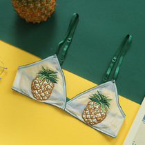 Close-fitting diary ins wind embroidery anti-bump ultra-thin triangular soft cup bralette rimless bra underwear