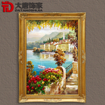 European-style porch decorative painting Mediterranean landscape oil painting thick oil knife and pen combined with living room fireplace decorative painting N63