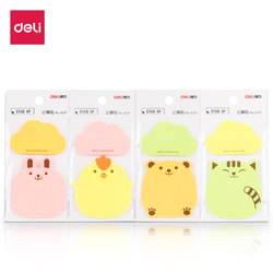 Deli fluorescent note paper cute little fresh notice stickers students use sticky notes note paper message N times sticker creative cartoon ins girl Korean stationery note pad small notepad sticker