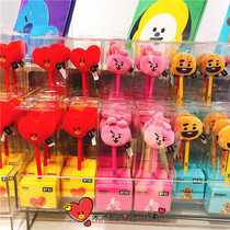 South Korea BT21 plush doll series neutral pen black water pen students ballpoint pen 0 4mm