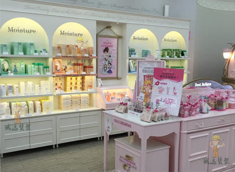 烤漆化妆品展示柜陈列柜韩式面膜柜台美容院货架日韩护肤品货柜
