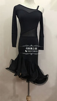 Art test Latin dance advanced practice uniforms oversized skirt spandex Net see-through skirt exam uniforms multi-color