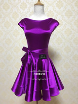 Imported flash elastic satin female children Latin dance standard stipulates competition dress oversized skirt widened fish bone