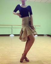 Spelling large flower lace oversized wide fishbone irregular art examination college class uniform Latin dance skirt belt