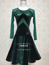 New heavy industry stitching Korean velvet import flash stretch satin split Latin dance female children standard competition suit