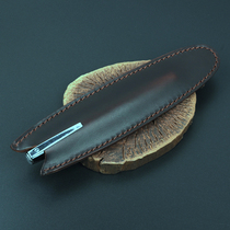 Popular solid color leather goods shark mouth design imported first layer handmade cowhide pen cover