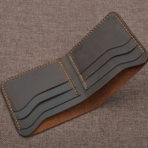 Original retro simple crazy horse leather cowhide wallet hand-sewn short wallet multi-card leather wallet