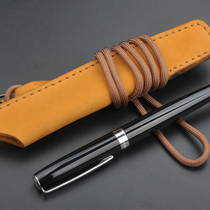 Handmade warehouse leather leather pen cover pure hand-sewn imported first layer cowhide lanyard pen bag
