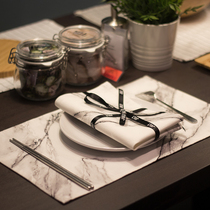 JULY Small Seven fabric marbled Western food cloth ins placemats Nordic photo cotton and linen table mat insulation tablecloth