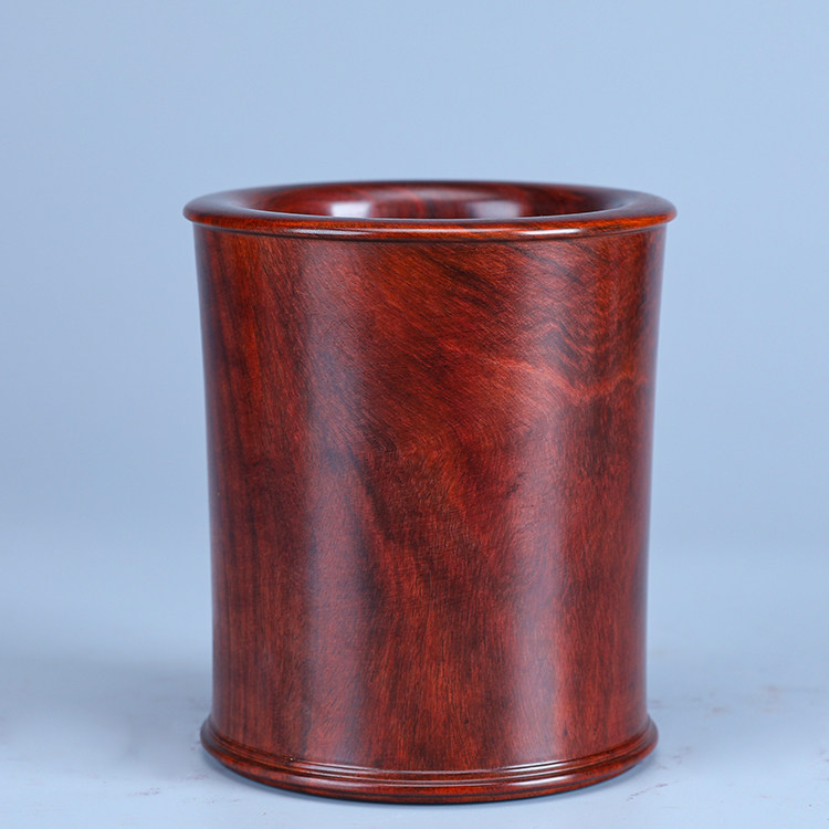 中国美術 紫檀 筆筒 文房四宝 高12.5cm(HA421) 小叶紫檀笔筒红木雕刻原木复古毛笔筒办公桌中式文房四宝书房礼品
