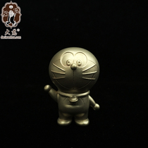 Bronze robot cat ornaments Japanese Doraemon anime toy model Creative car waving office boy gift