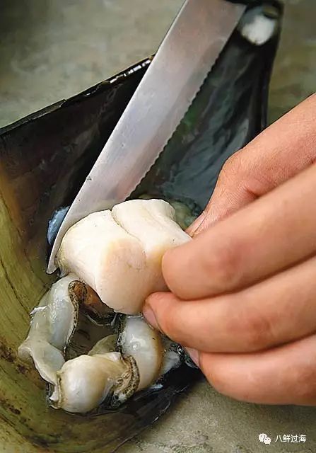 将清除了内脏的带子用水冲洗干净