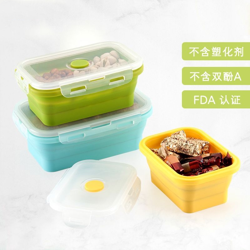 Silicone folding lunch box portable outdoor travel instant noodle bowl retractable tableware microwave refrigerator fresh food grade (1627207:2711040469:Color classification:3 colors (three-piece 5.6.7 inch) color box)