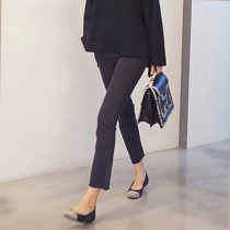 South Korea East Gate Gray High-waisted Straight Jeans Women Small ankle-length pants Autumn and Winter New Korean Slim