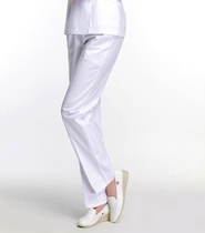 Makeup thinking female nurse pants pink white elastic waist