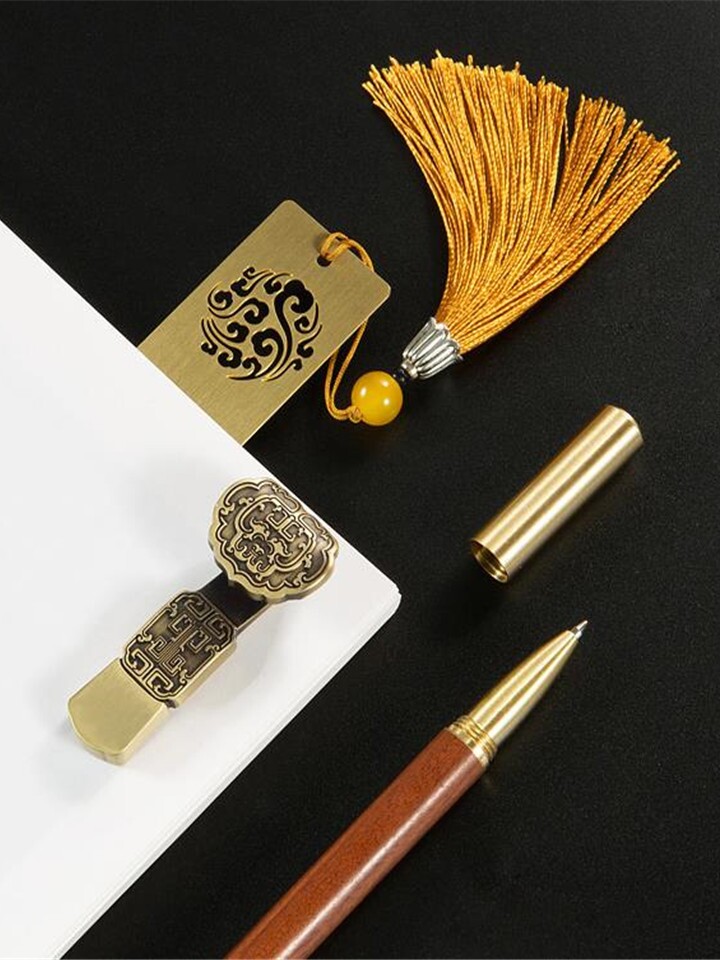 复古中国风 仰山楼金属黄铜书签|潮妈妈