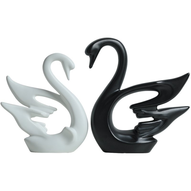 I and contracted, black and white couples swan furnishing articles wedding present creative new wine sitting room adornment ceramics