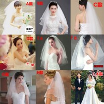 Bride head yarn 2018 new Korean style with hair comb comb simple short wedding wedding wedding photo double head yarn