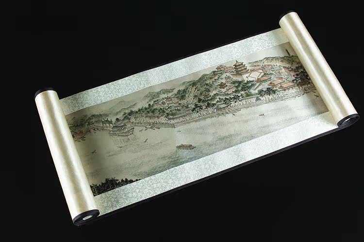 真丝织锦丝绸《颐和园全景图》长卷横轴画老北京特色商务团购礼品
