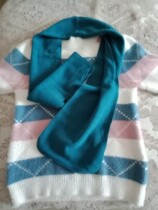 Yili Gifts Jeli Green Color Scarf Spring and Autumn Winter Rib Blue 148cmx21cm