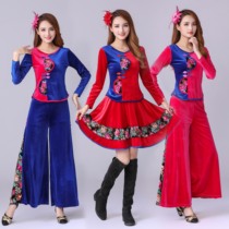 Golden Velvet Square Dance Costume Set Spring and Autumn 2020 Female Adult Dance Clothing Dance Dress Dress Performance New