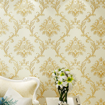 European style non-woven wallpaper 4d relief three-dimensional precision Damascus bedroom living room background wallpaper luxury AB Model