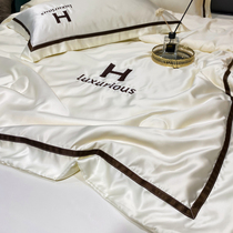 Nordic style light luxury washed ice silk summer cool quilt four-piece set of silky naked sleeping air conditioning quilt machine washable thin quilt quilt core