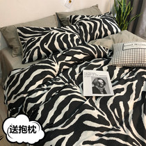 ins Nordic style four-piece set Cotton Cotton duvet cover sheets fitted sheet Net red girl heart bedding three-piece set