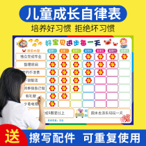 Childrens schedule Self-discipline table Wall sticker Good habit development record table Childrens reward points Praise growth Primary school students reward penalties Home baby performance week plan Learning plan table