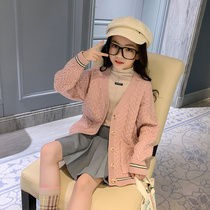 Girls Cardigan Knitted Sweater Thick 2021 Autumn New Childrens Style Girls Spring and Autumn Winter Coats