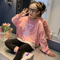 Girls Net red fake two pieces set 2021 Spring and Autumn New Korean trend in big Children Sports and Leisure two sets