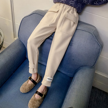 Girls autumn and winter fashionable woolen pants 2021 New Korean trousers children Foreign style winter warm wide leg pants