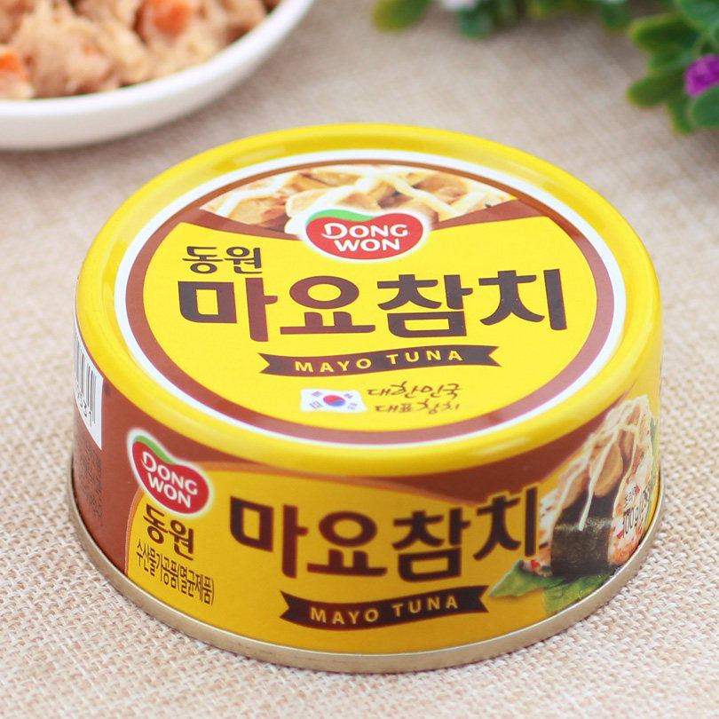 韩国东远蛋黄酱金枪鱼罐头 寿司方便即食户外食品100g 宋仲基代言_3折