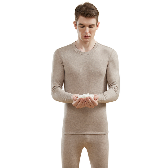 Deye warm underwear men's set Small round neck spontaneous heating and velvet thick wool silk bottom autumn clothing autumn pants Deye warm underwear men's set Small round neck spontaneous heating and velvet thick wool silk bottom autumn clothing autumn pants