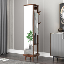 Full-length mirror Solid wood hanger Floor-to-ceiling rotating bedroom integrated storage cabinet Living room coat rack Multi-function fitting mirror