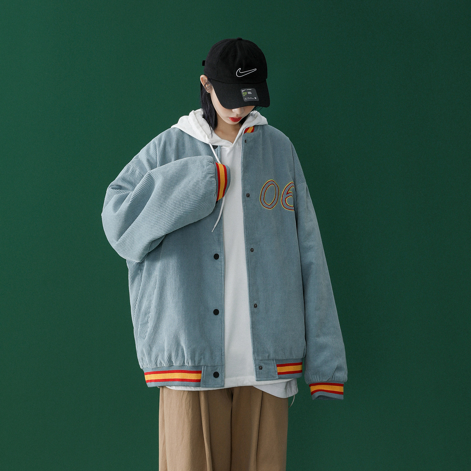 秋季新款灯芯绒港风男女情侣外套夹克潮服长袖外套