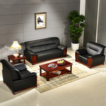 Sumette minimalist modern office sofa tea table combined reception of guest calf leather sofa genuine leather sipi trio