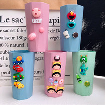 Ins cartoon raised straw brushing cup mouthwash cup for couples children's home creative cup wash cup water cup