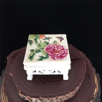 Republic of China pastel butterfly chrysanthemum square table antique ornaments collection antique old porcelain old goods classical folk art