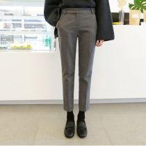 women's woolen suit pants autumn winter 2022 new vintage simple fleece thick ninth casual pants cigarette tube pants