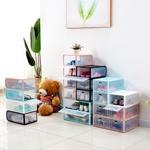 Large 6-pack transparent storage open shoe box drawer storage box Net Red dormitory men and women with storage artifact